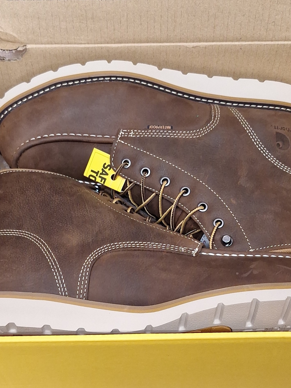 NIB Carhartt Brown Leather Lace-Up Work Boots in Box size 12